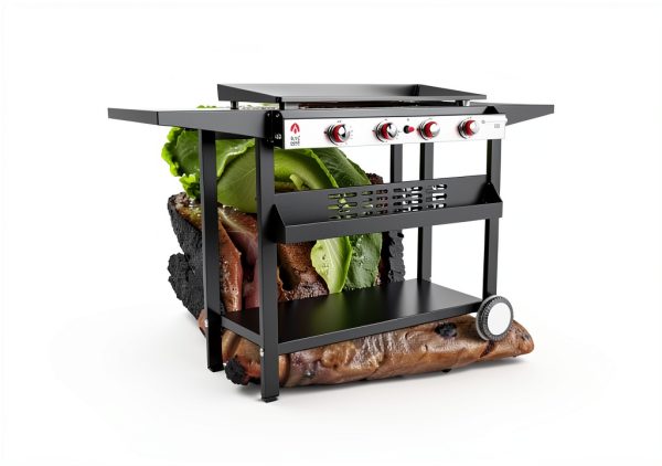 Gas One Flat Top Grill 4 Burner Propane Outdoor Cart Stainless Steel-2